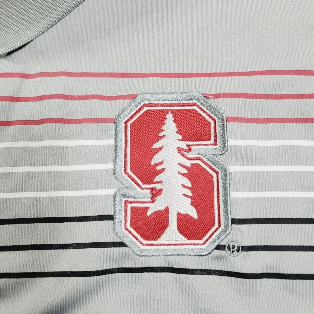 Stanford Cardinal Shirt Mens 2XL Gray NCAA Football Colosseum Polo Performance